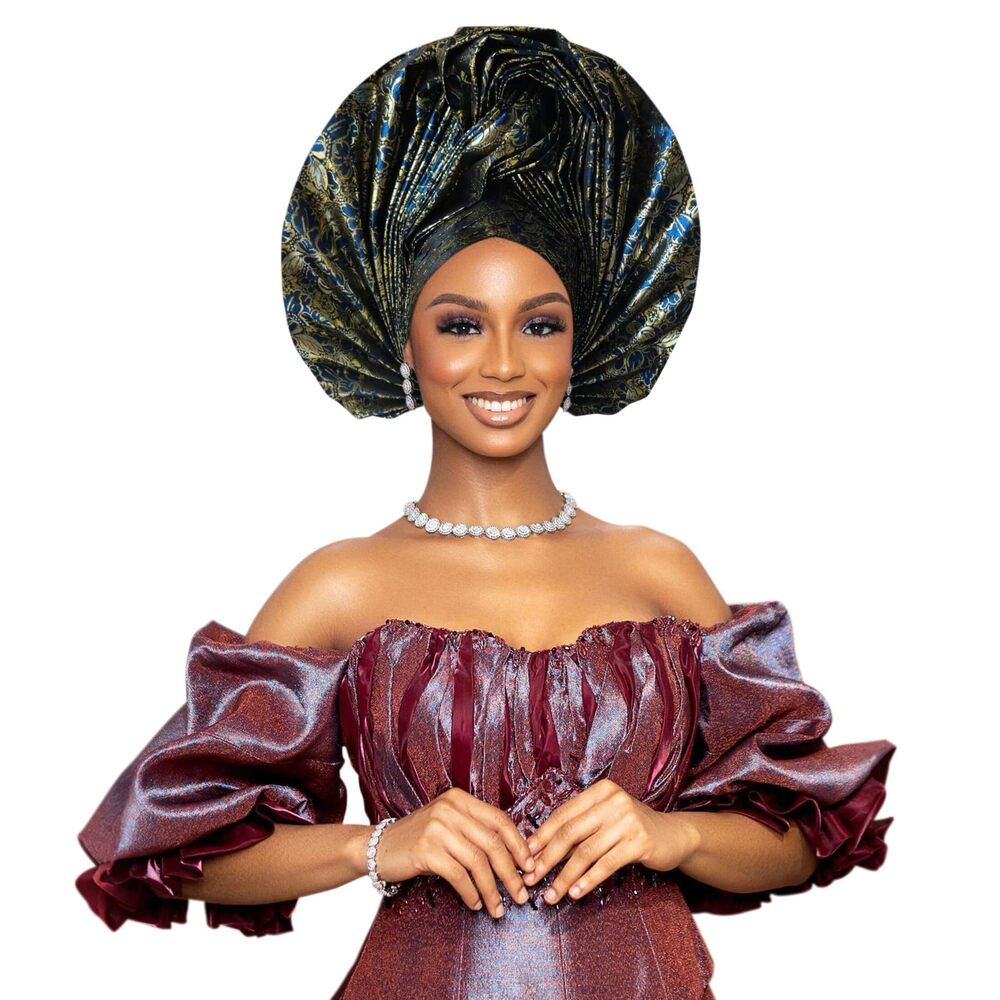 8004 Nigerian hat Folding Fan African Headscarf hat,African headpiece Auto